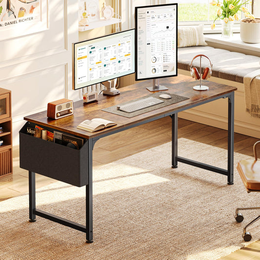 PRAISUN 55'' Computer Desk with Fabric Storage Bag