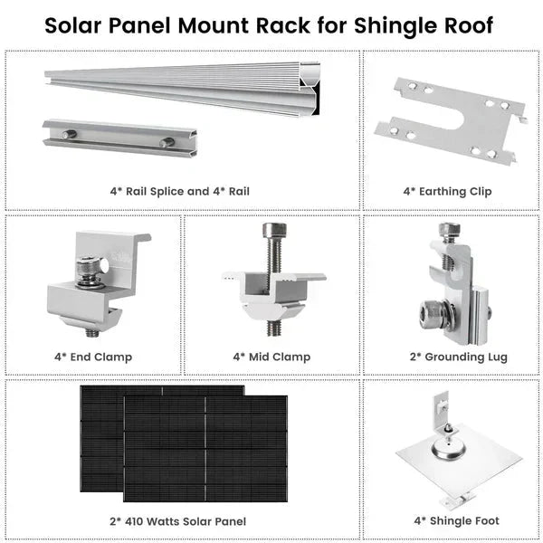 Natures Generator 2 x 410 Watt Monocrystalline Solar Panel With Solar Panel Mount Rack