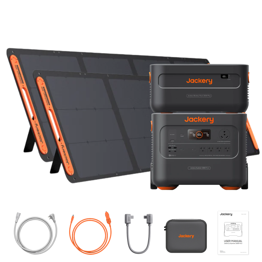 Jackery Explorer 2000 Plus Solar Generator Kit (4kWh) + 2 x SolarSaga 200W Portable Solar Panel