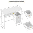 DNZ006BAI Small Computer Desk with 4 Fabric Drawers 85.1cm White