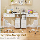 DNZ006BAI Small Computer Desk with 4 Fabric Drawers 85.1cm White