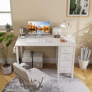 Lufeiya Computer Writing Desk 4 Fabric Drawers 100cm Warm White