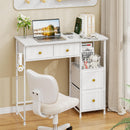 DNZ006BAI Small Computer Desk with 4 Fabric Drawers 85.1cm White