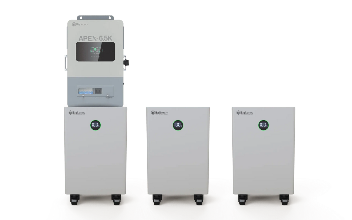 BigBattery NEXUS 51.2V 15kWH LiFePO4 Battery + APEX 6.5K Off-Grid Inverter