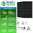 Natures Generator 10 x 410 Watt Monocrystalline Solar Panel With Solar Panel Mount Rack