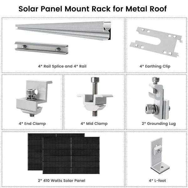 Natures Generator 2 x 410 Watt Monocrystalline Solar Panel  With Solar Panel Mount Rack