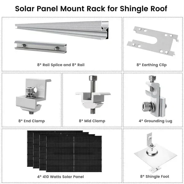 Natures Generator 4 x 410 Watt Monocrystalline Solar Panel With Solar Panel Mount Rack