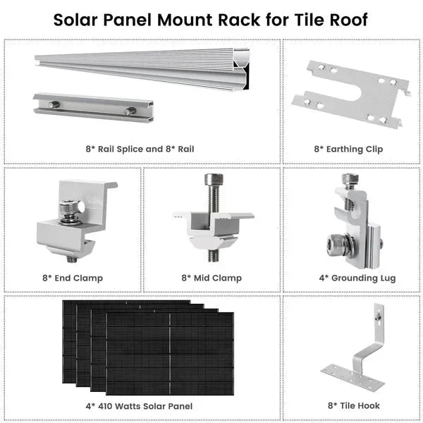 Natures Generator 4 x 410 Watt Monocrystalline Solar Panel With Solar Panel Mount Rack