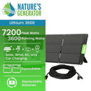 Natures Generator Lithium 3600 Solar Generator + 200W Folding Solar Panel