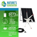 Natures Generator Lithium 3600 With Power Pod + 4 x 100W Monocrystalline Solar Panel + Wind Turbine