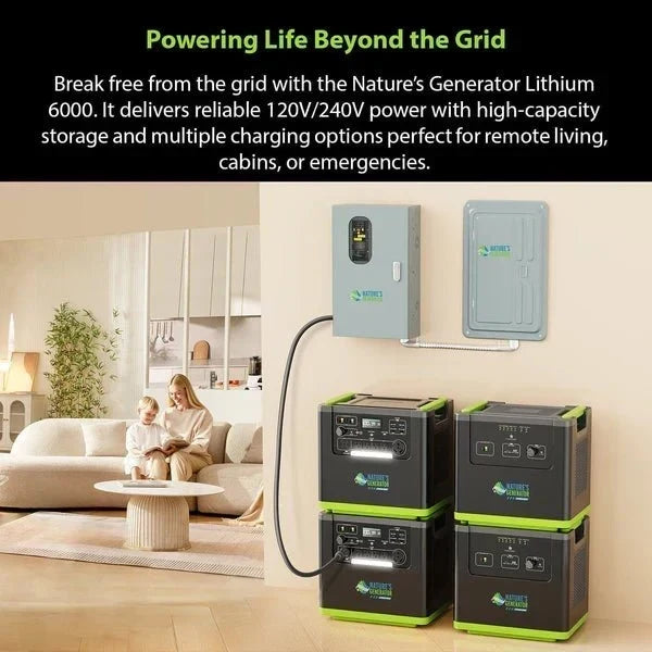 Natures Generator Lithium 6000 Solar Generator With Solar Panels