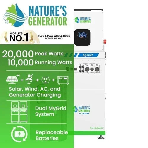 Natures Generator MyGrid 10K With Solar Battery + 50A Automatic Transfer Switch